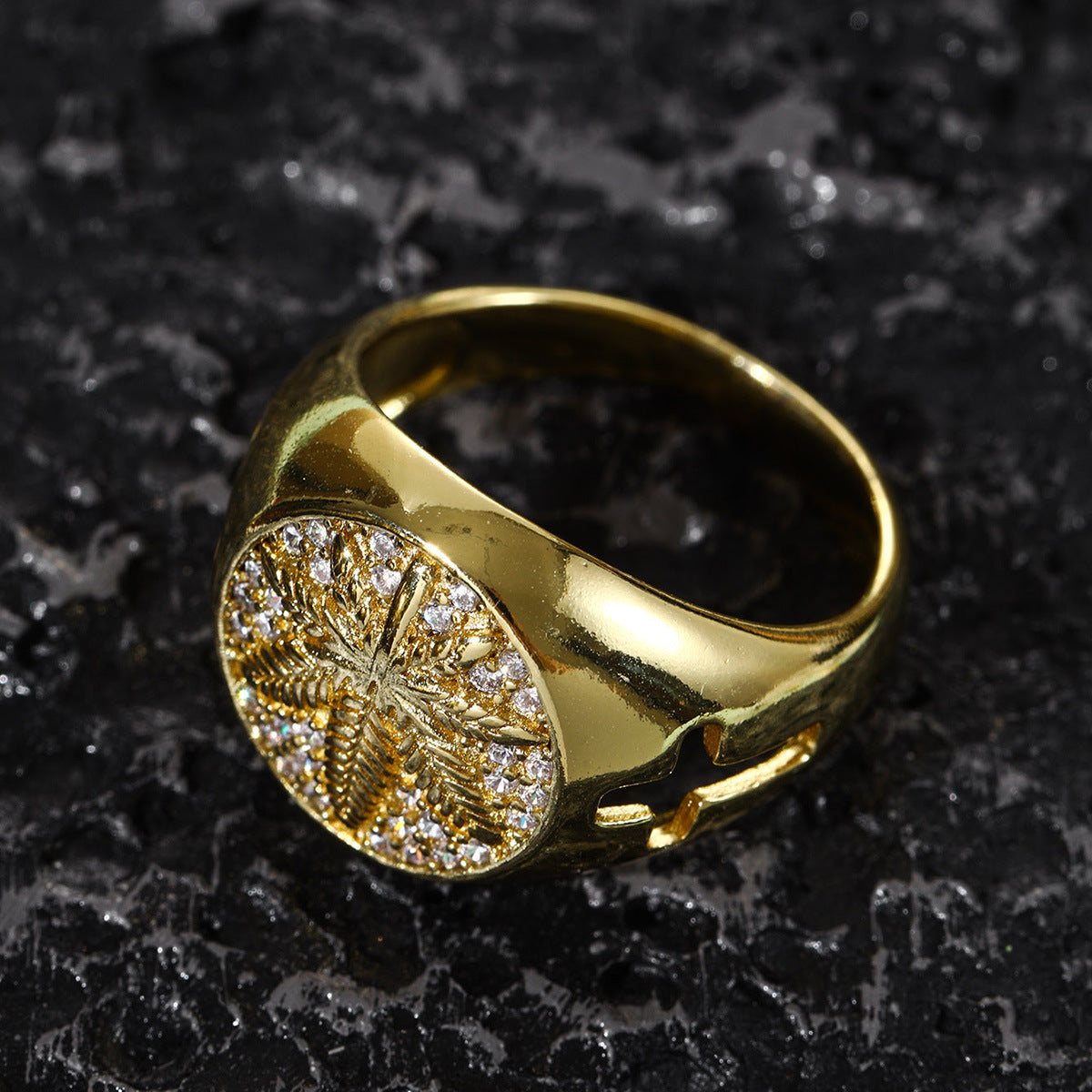 Maple Leaf design style Hip Hop Ring