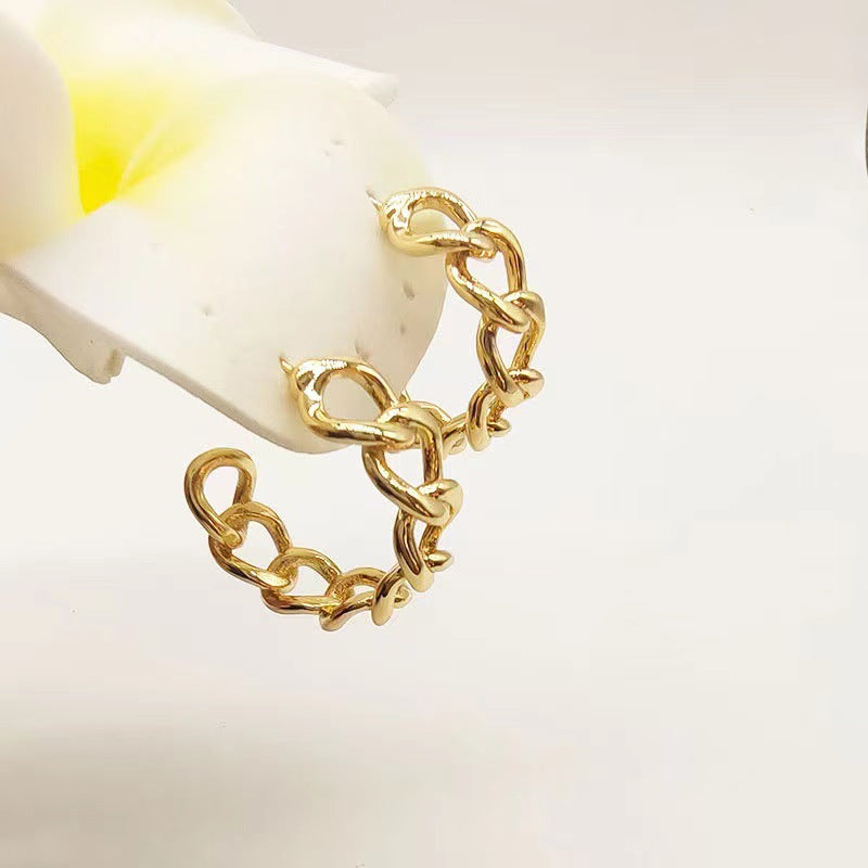 One Pair Chain Design Cuff Hoop Earrings